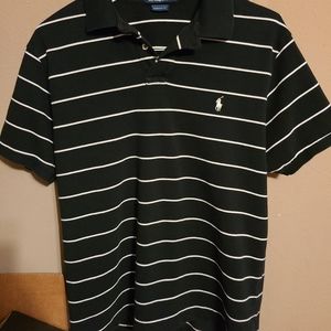 Ralph Lauren Polo Black w/ White Stripes Shirt XL